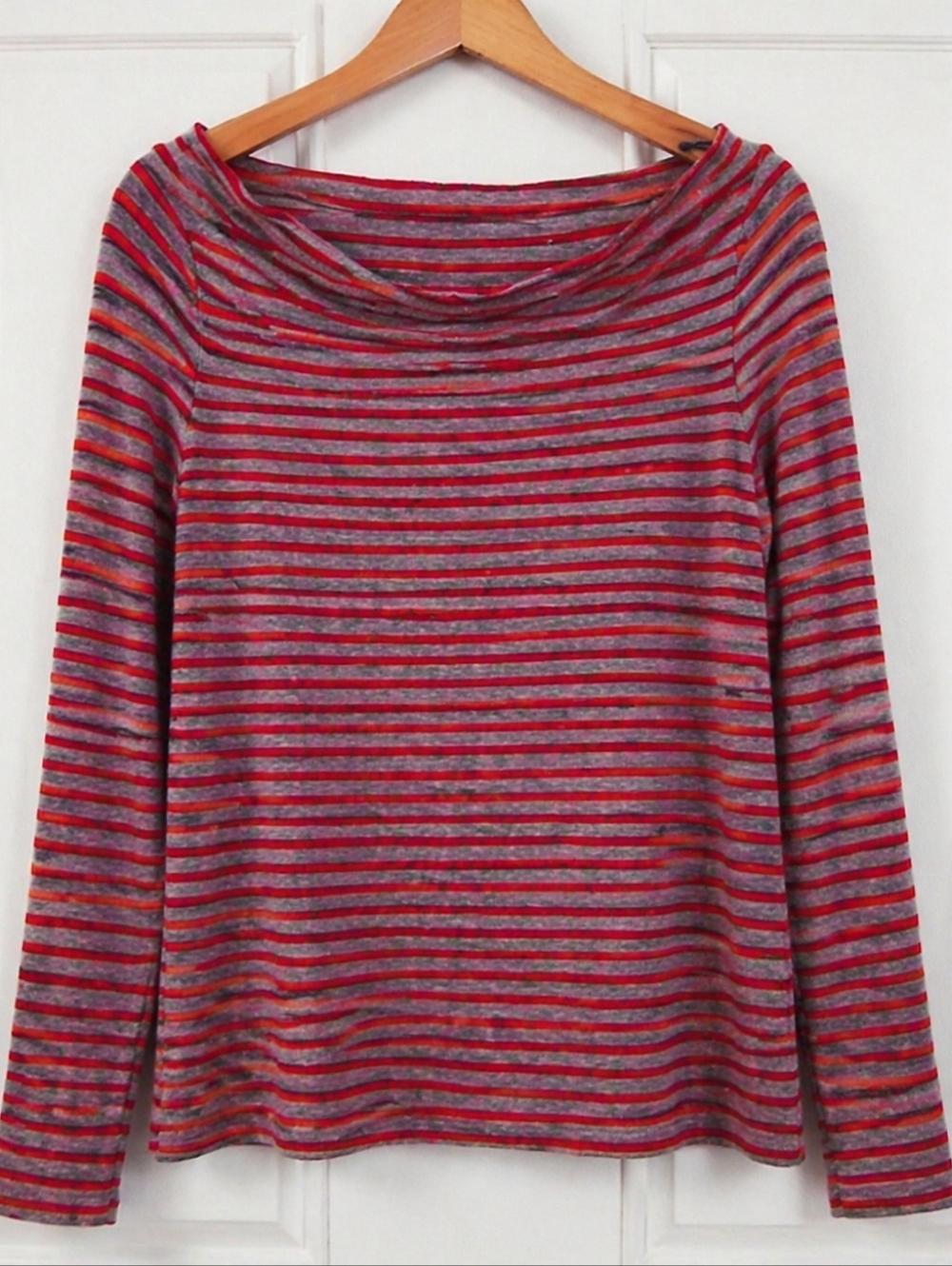 Maurices Red Gray Striped Knit Midi Skirt XL
